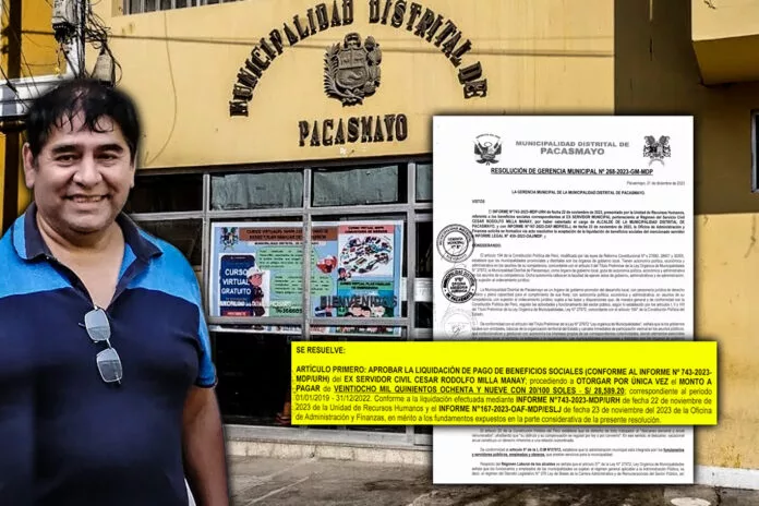 Pago de Vacaciones a Exalcalde de Pacasmayo