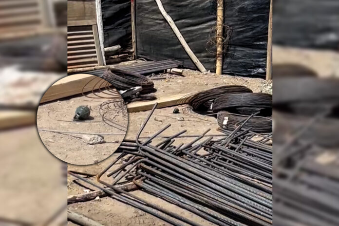 Granada de guerra hallada en obra de Chepén