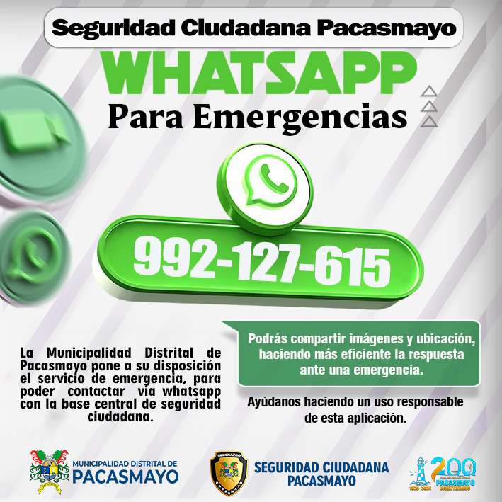 WhatsApp para emergencias en Pacasmayo