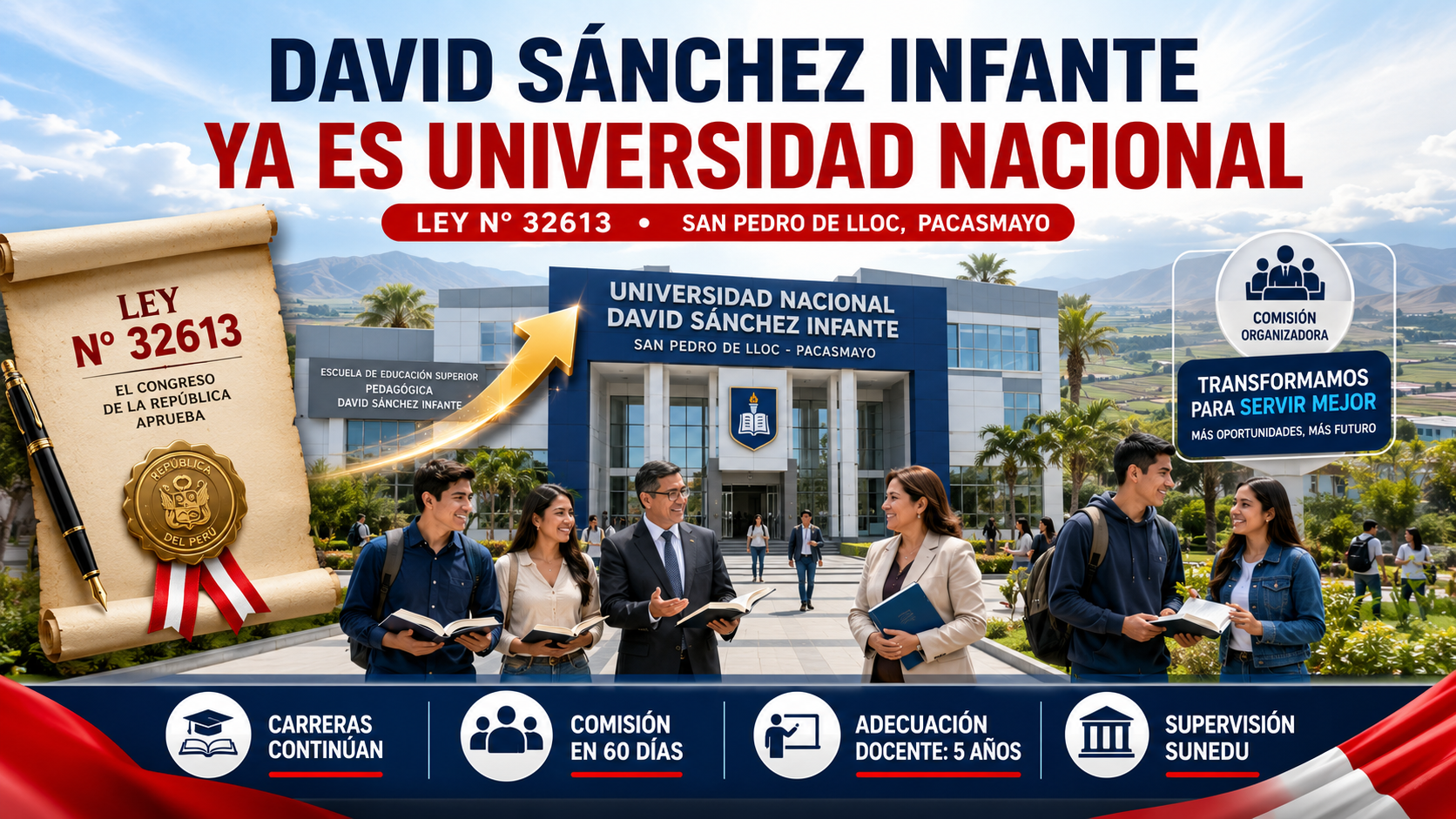 Nueva Ley: Universidad Nacional David Sánchez Infante en Pacasmayo